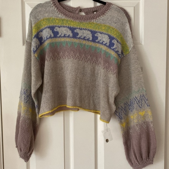 Free People Polar Bear Fair-isle Cropped Sweater - Picture 5 of 5